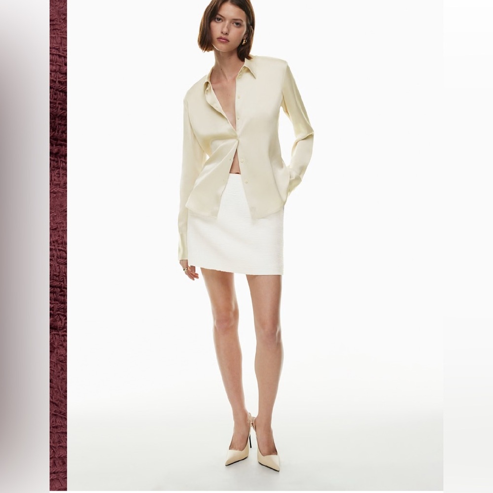Aritzia Babaton Cream Light Birch Tweed Mini Skirt